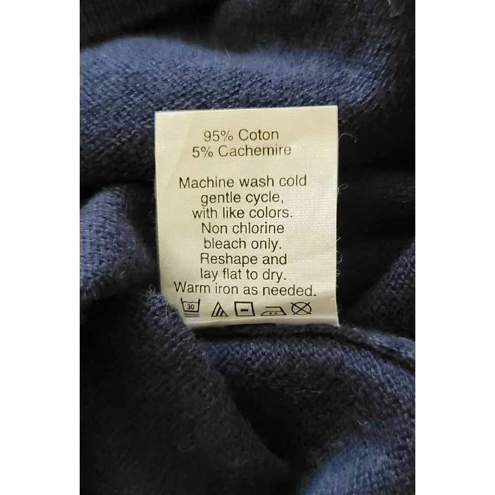 J.‎ Crew Men's Cotton Cashmere Navy Blue V-Neck Sweater Size Medium